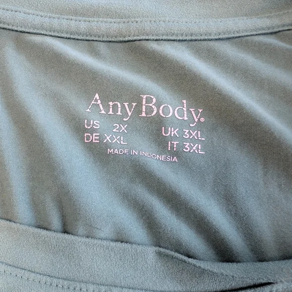 AnyBody Plus Size Shirt Sage Green Soft Long Sleeve Casual Fitness Top 2X Used - Picture 6 of 8